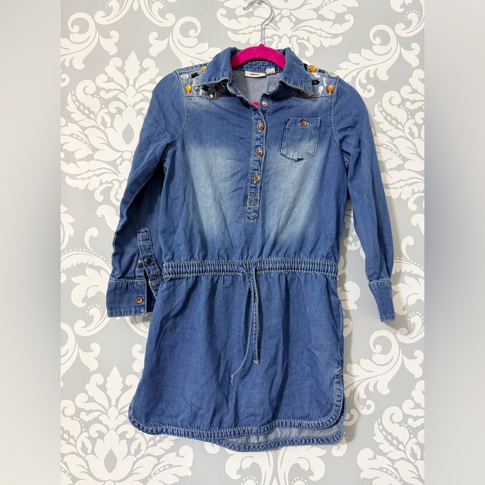 4/$25 • MEXX Elastic Waist Gem Detail Long Sleeve Chambray‎ Dress